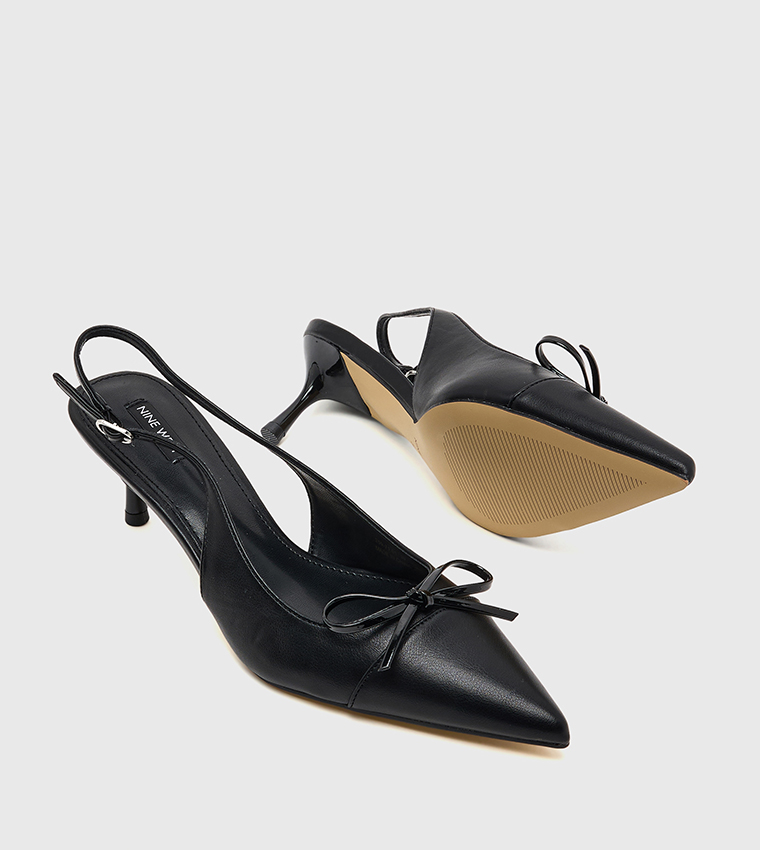 حذاء كعب بفيونكة وحزام خلفي 