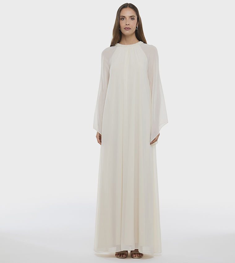 Buy BCBG Embellished Flared Sleeves Modest Maxi Dress In Cream | 6thstreet  Bahrain