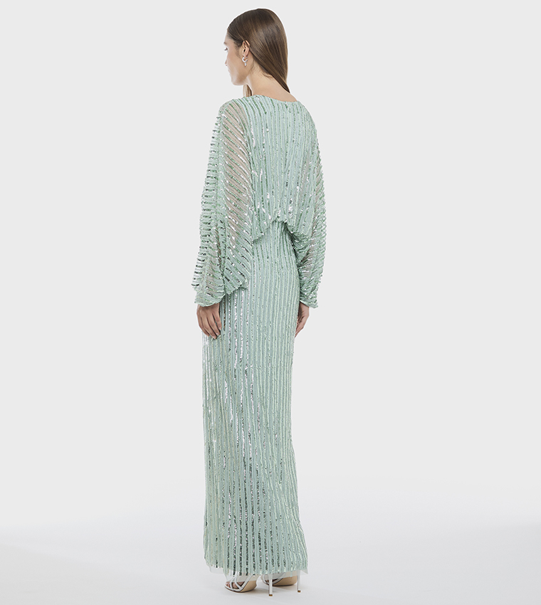 Sequined V-Neck Maxi Dress