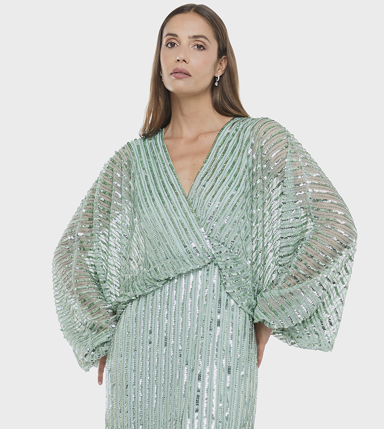 Sequined V-Neck Maxi Dress