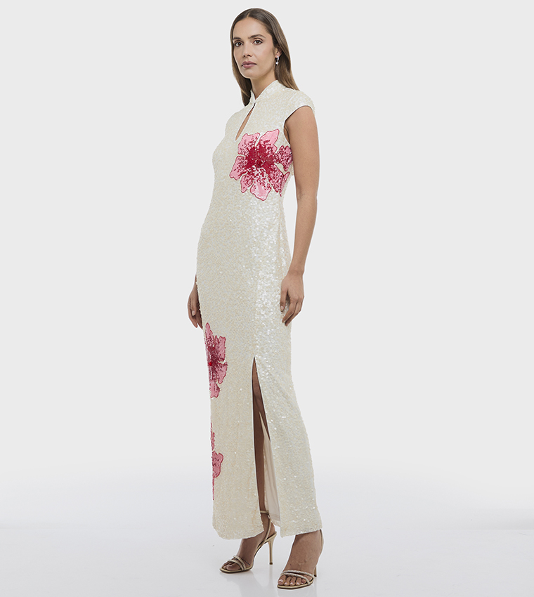 Sequined High Neck Maxi Dress