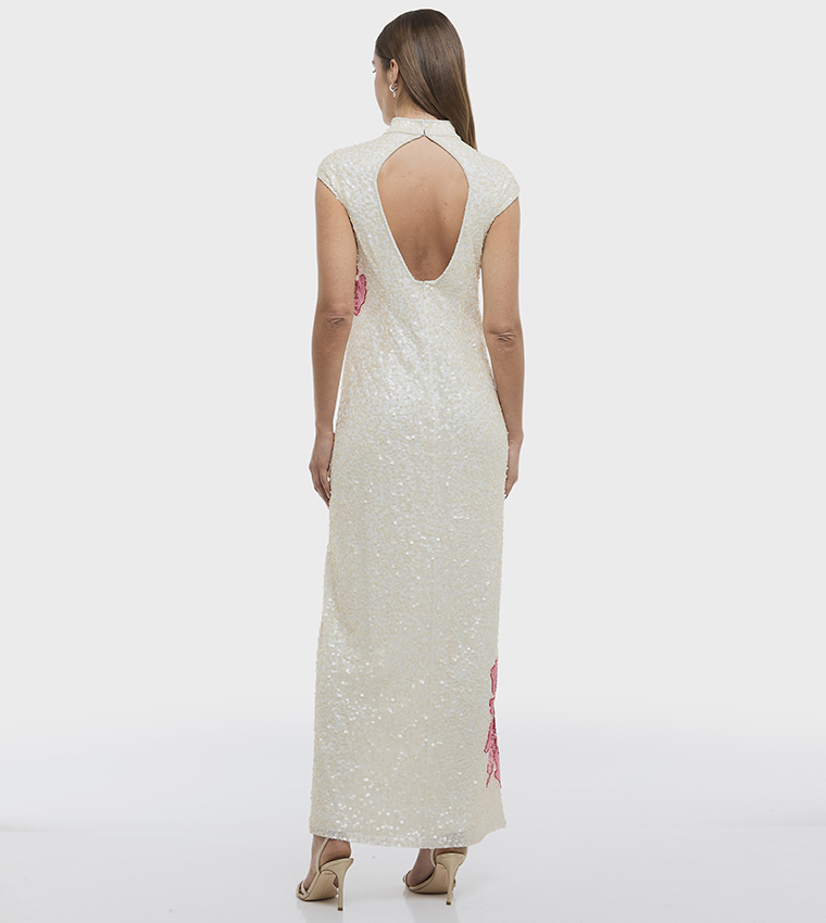 Sequined High Neck Maxi Dress