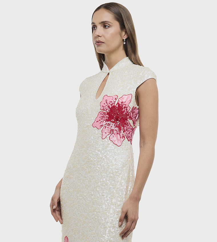Sequined High Neck Maxi Dress
