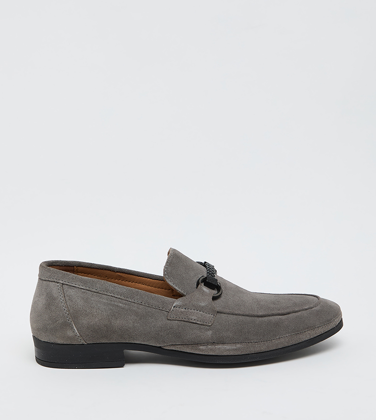 Velvet Metal Detail Loafers