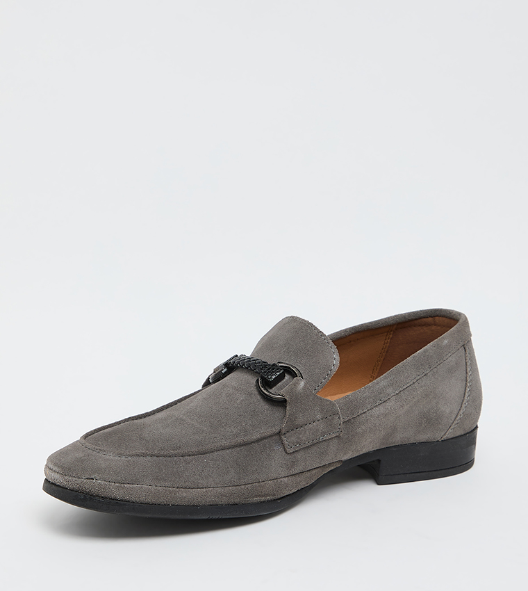 Velvet Metal Detail Loafers