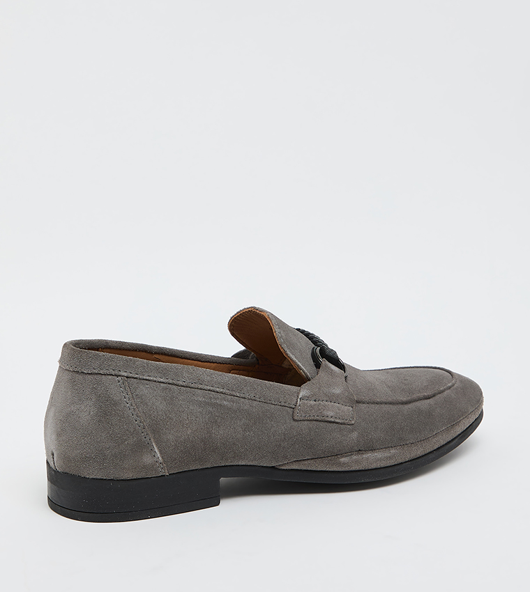 Velvet Metal Detail Loafers