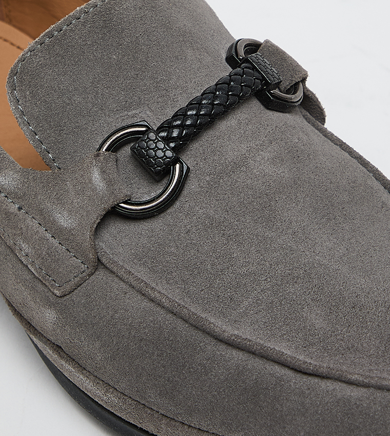 Velvet Metal Detail Loafers