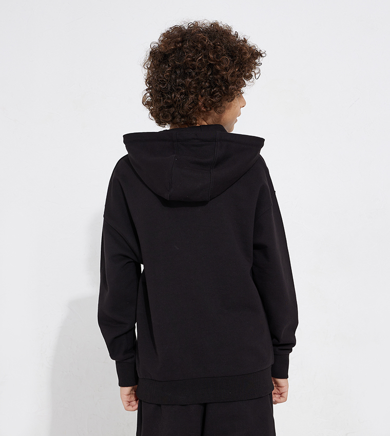 Vote Earth Embroidered Drop Shoulder Long Sleeve Hoodie