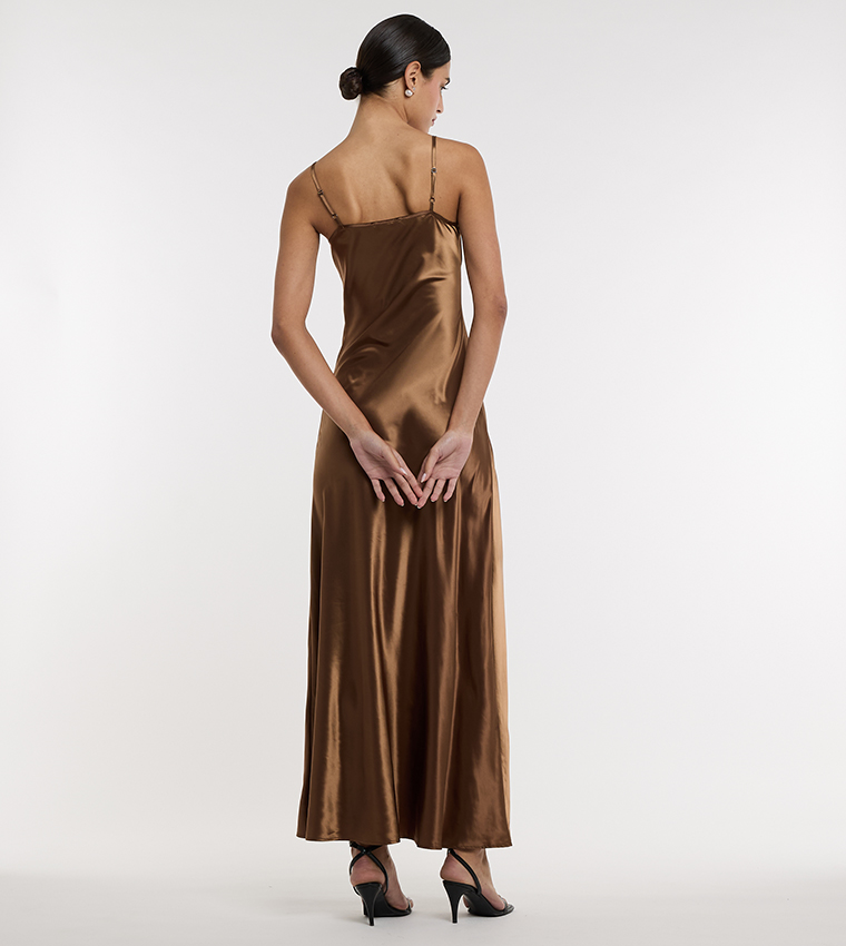Solid Satin Maxi Slip Dress