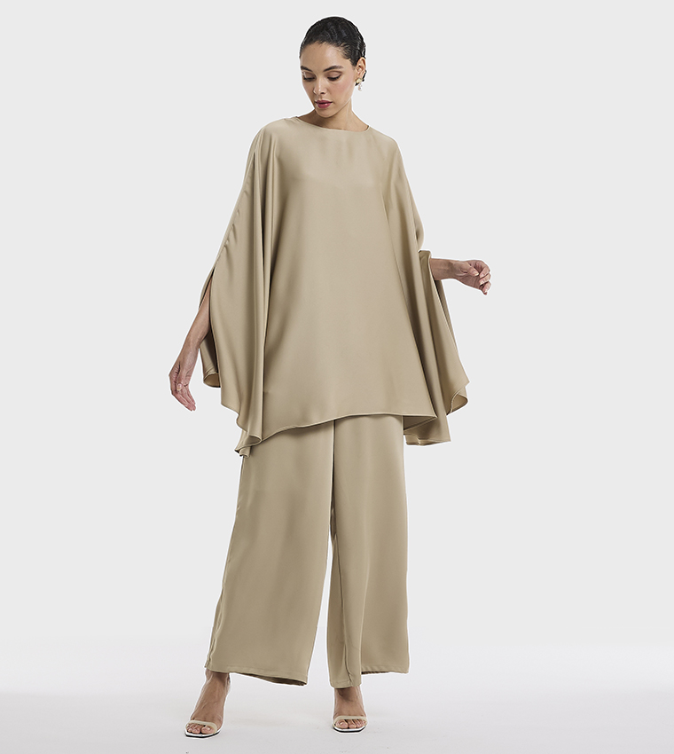Solid Flutter Sleeves Satin Top