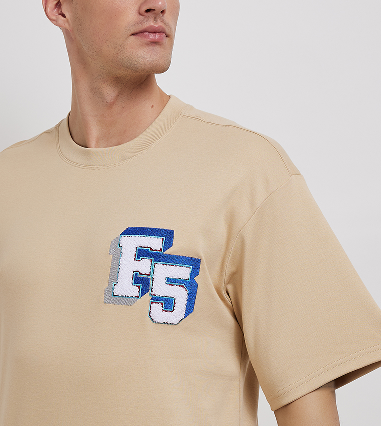 Varsity Logo Embroidered Short Sleeve Oversized T-shirt