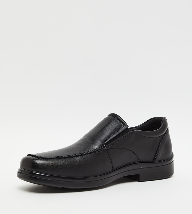 Textured Square Toe Formal Slip-On Shoes