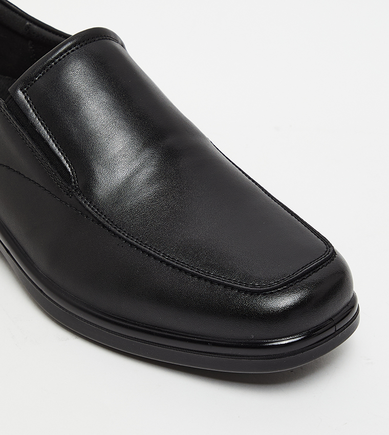 Textured Square Toe Formal Slip-On Shoes