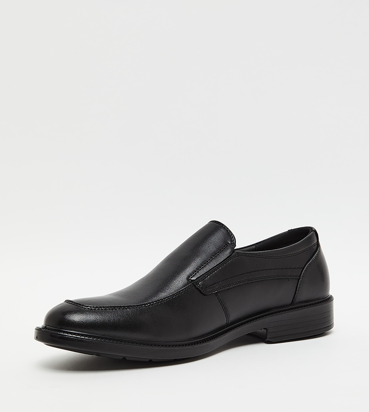 Textured Round Toe Formal Slip-On Shoes