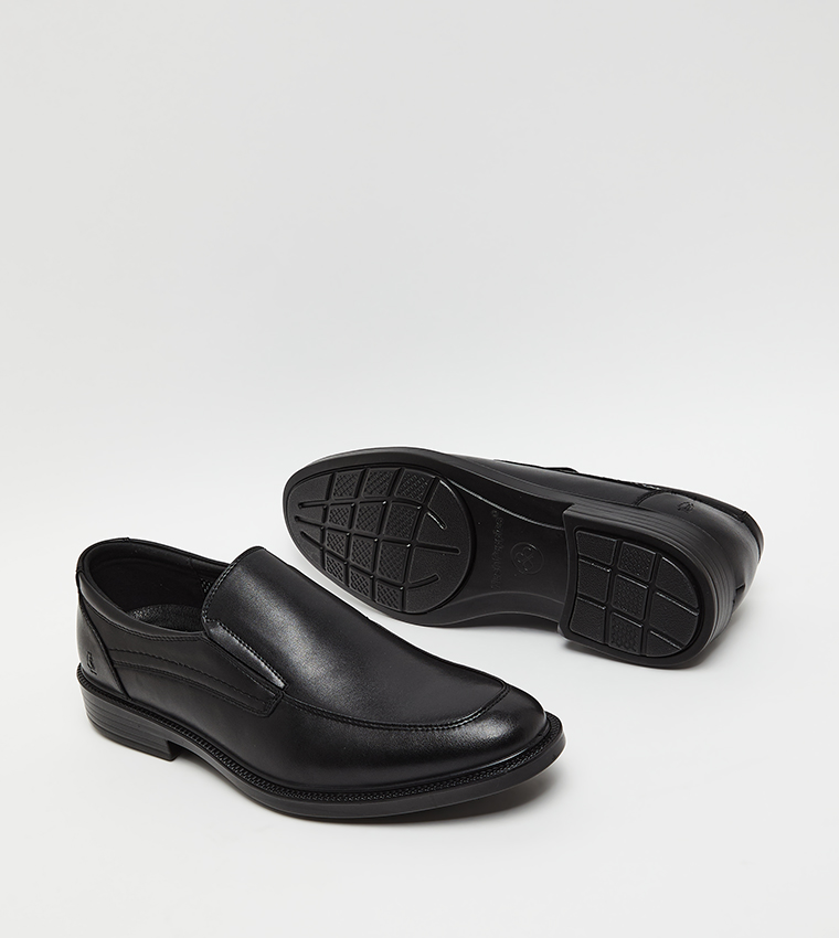 Textured Round Toe Formal Slip-On Shoes