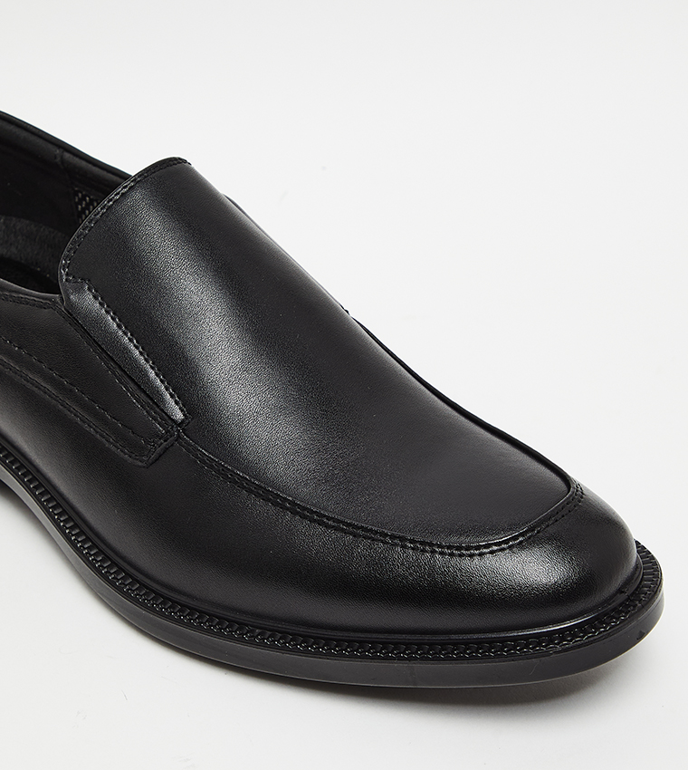 Textured Round Toe Formal Slip-On Shoes