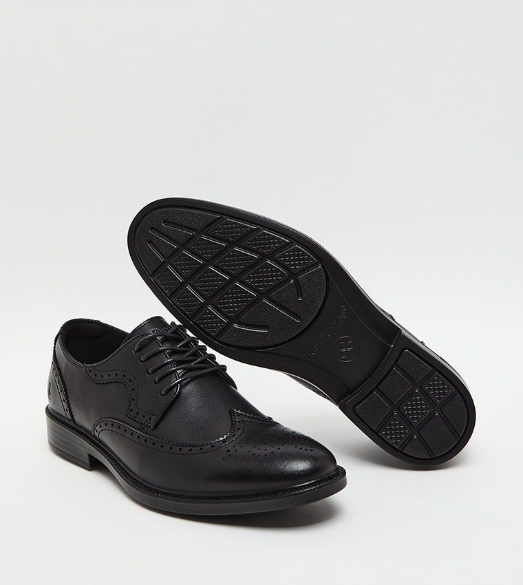 Patterned Round Toe Formal Lace-On Shoes