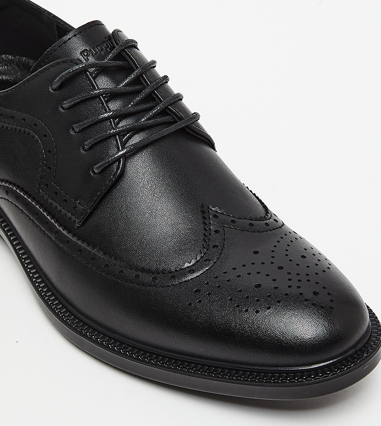 Patterned Round Toe Formal Lace-On Shoes