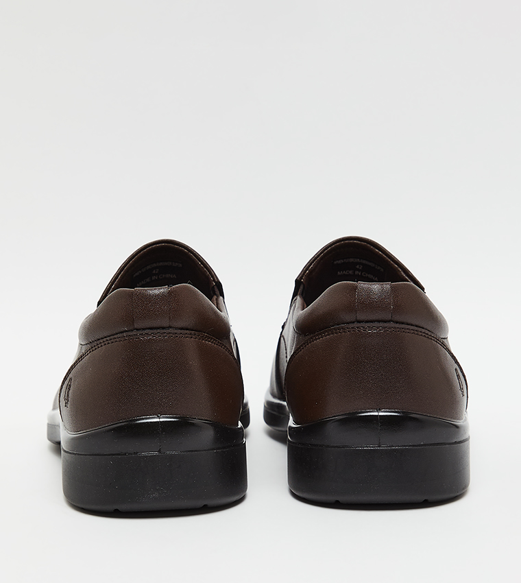 Textured Square Toe Formal Slip-On Shoes
