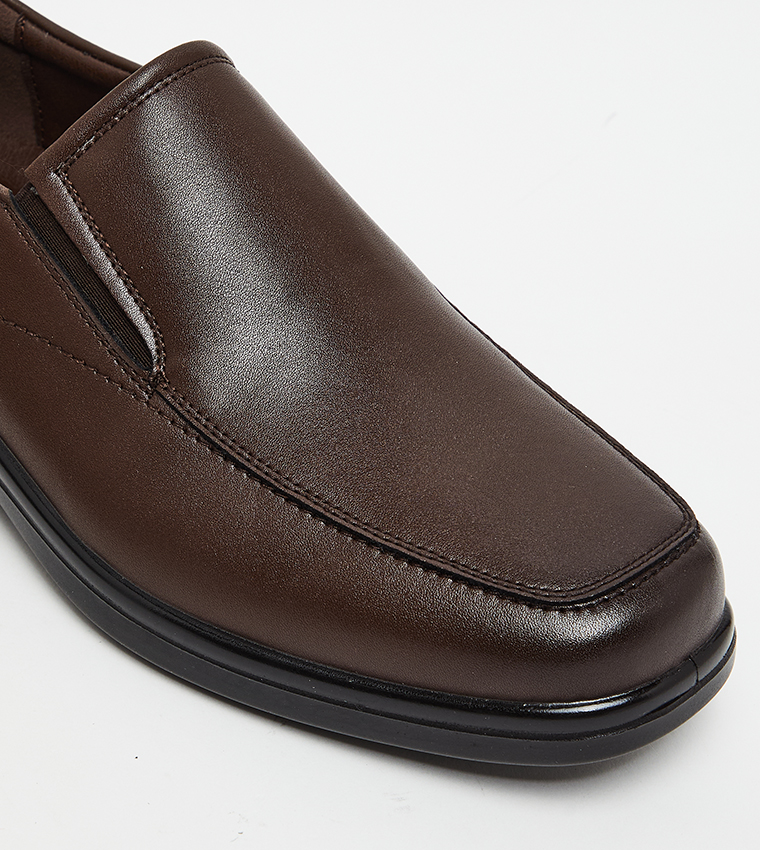 Textured Square Toe Formal Slip-On Shoes