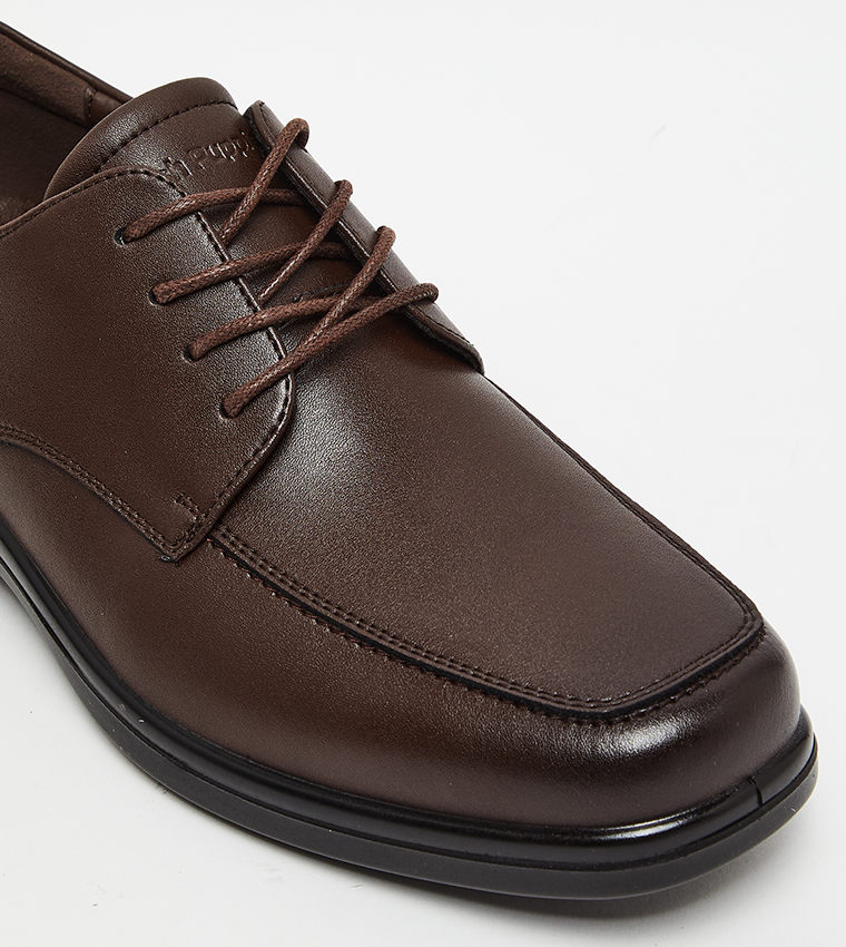 Textured Square Toe Formal Lace-Up Shoes