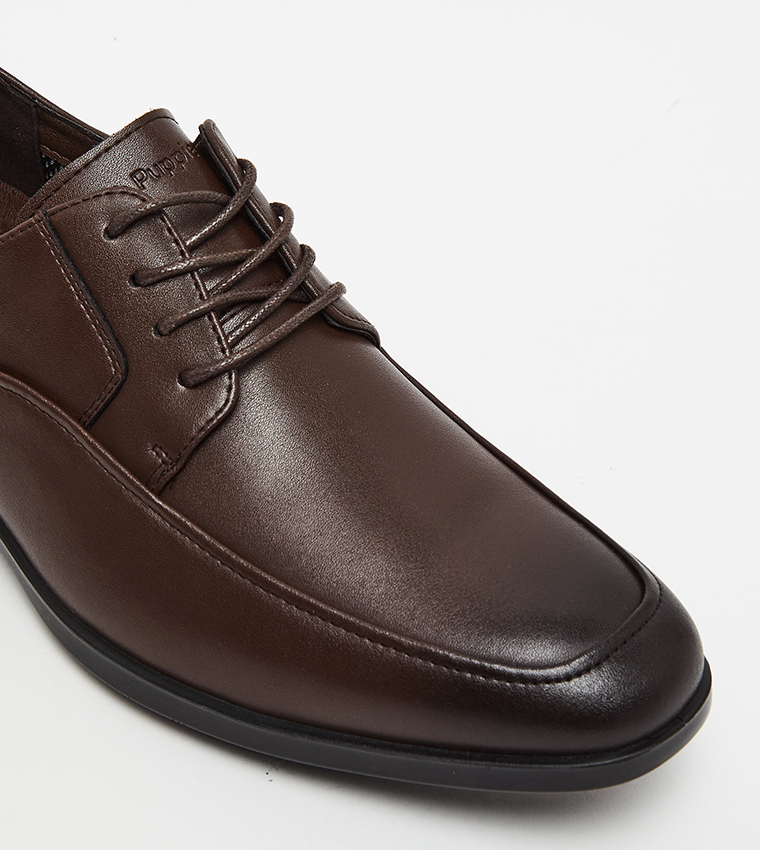 Textured Round Toe Formal Lace-On Shoes