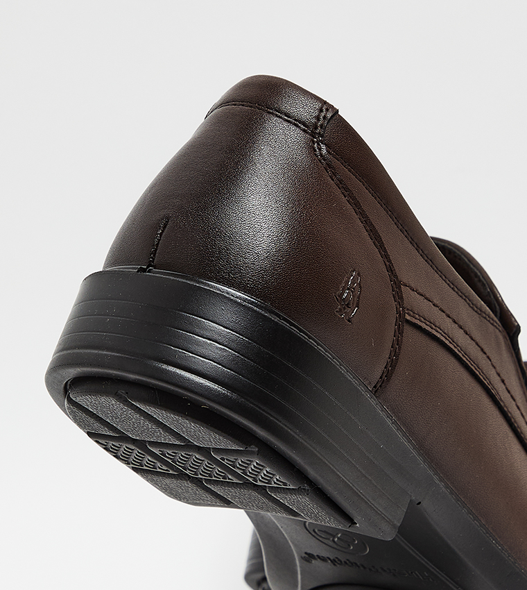 Textured Round Toe Formal Slip-On Shoes