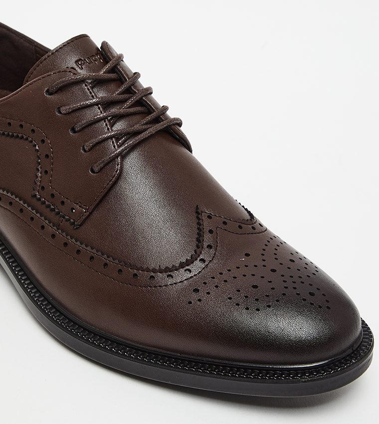 Patterned Round Toe Formal Lace-On Shoes