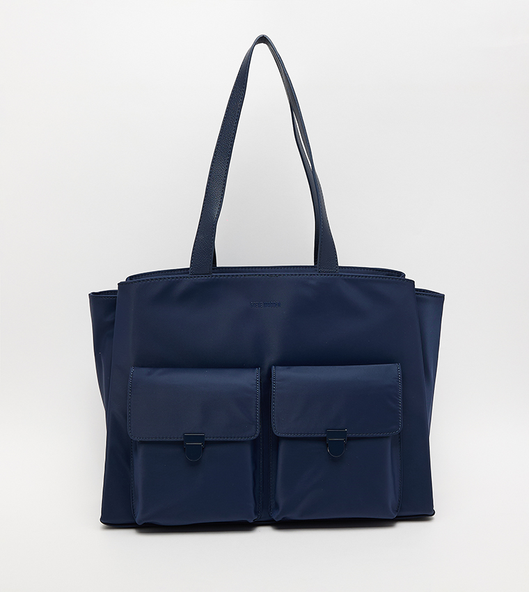 Logo Detail Zippered Tote Bag