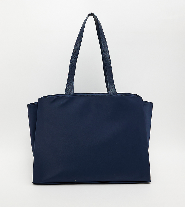 Logo Detail Zippered Tote Bag