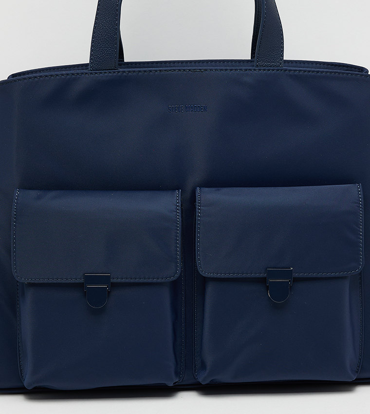 Logo Detail Zippered Tote Bag