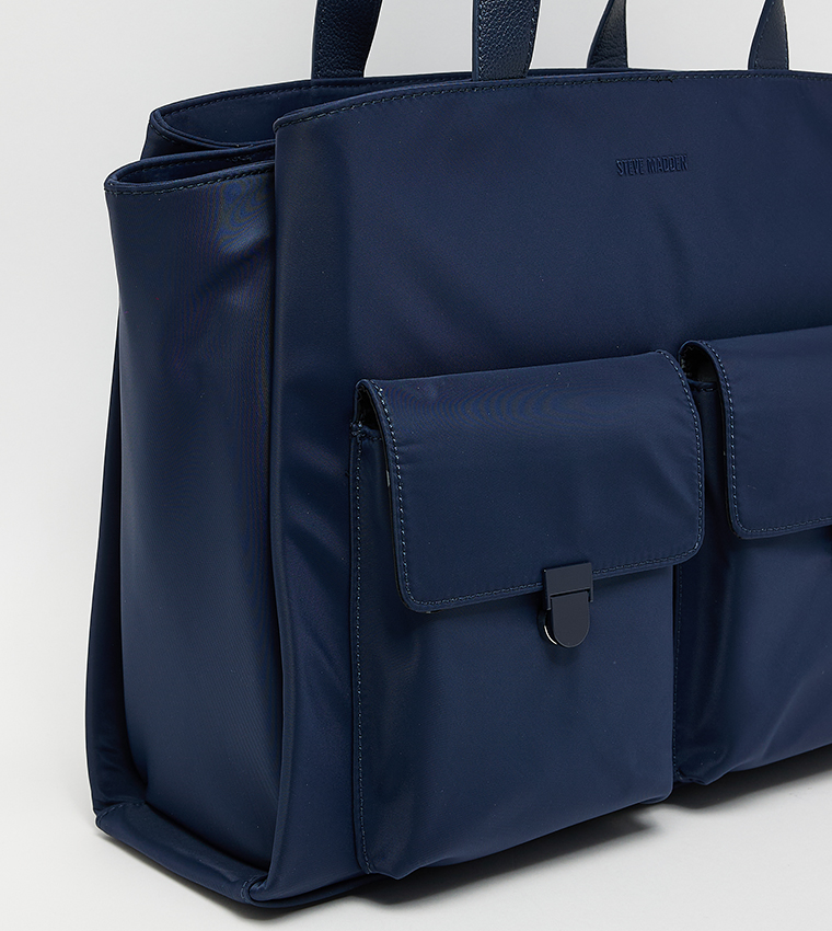 Logo Detail Zippered Tote Bag
