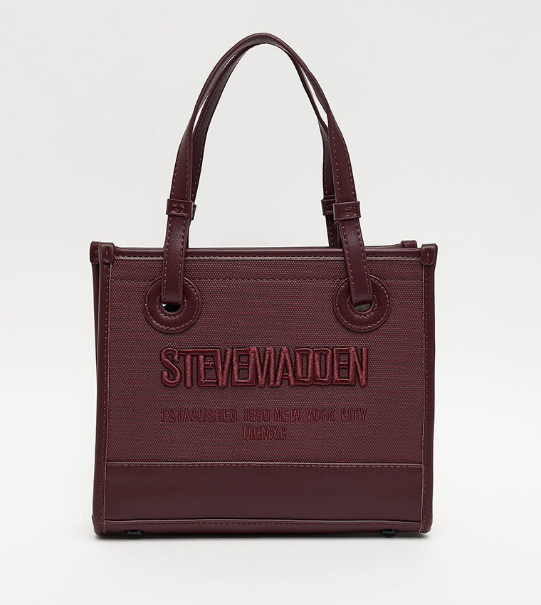 Logo Embroidered Snap Closure Tote Bag