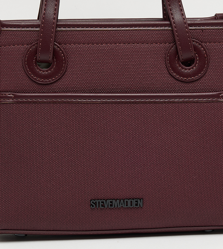 Logo Embroidered Snap Closure Tote Bag