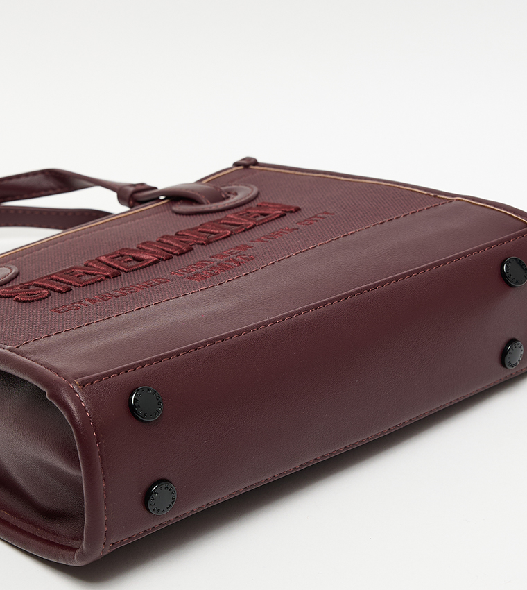 Logo Embroidered Snap Closure Tote Bag