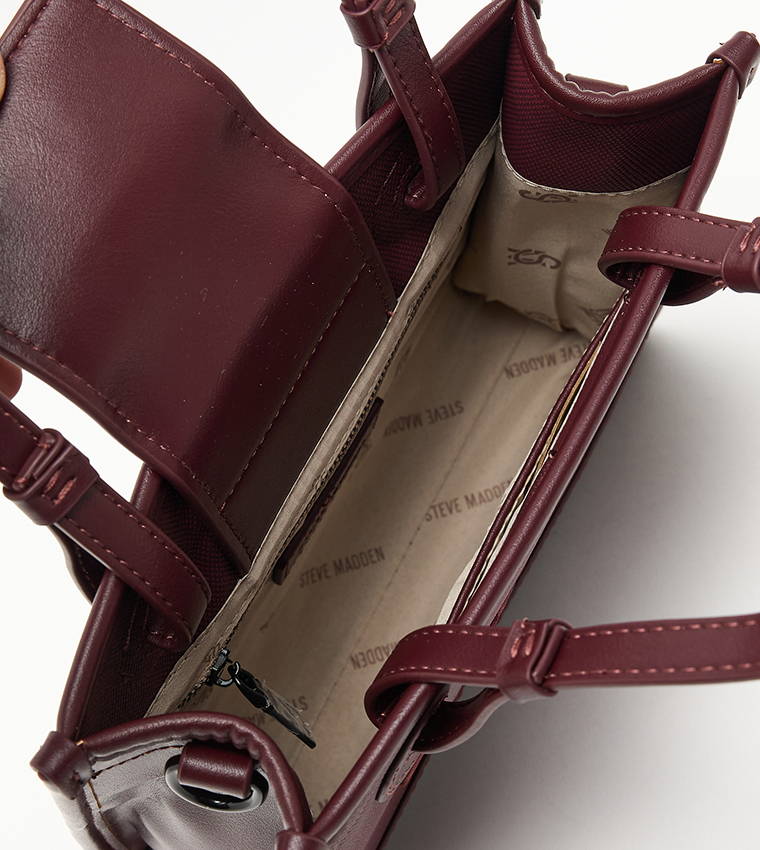 Logo Embroidered Snap Closure Tote Bag