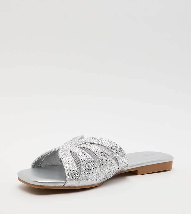Nine West  Flat Sandals - Silver Flat Sandals