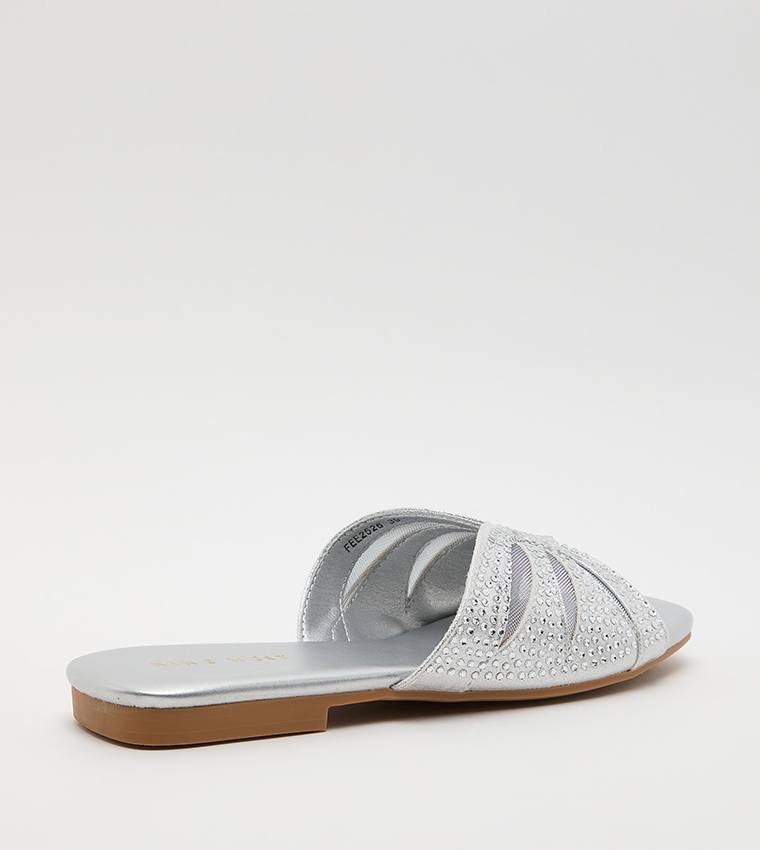 Nine West  Flat Sandals - Silver Flat Sandals