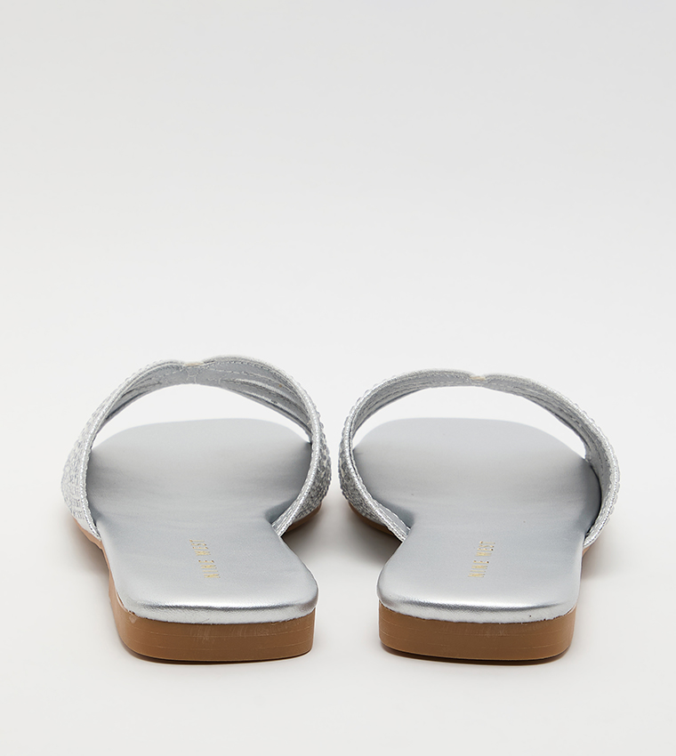 Nine West  Flat Sandals - Silver Flat Sandals