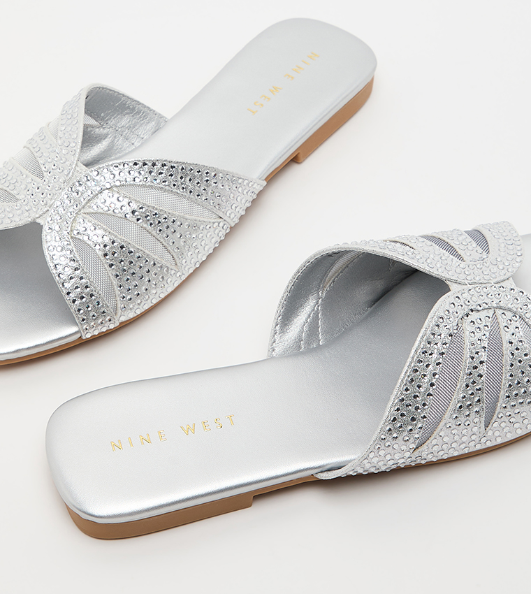 Nine West  Flat Sandals - Silver Flat Sandals