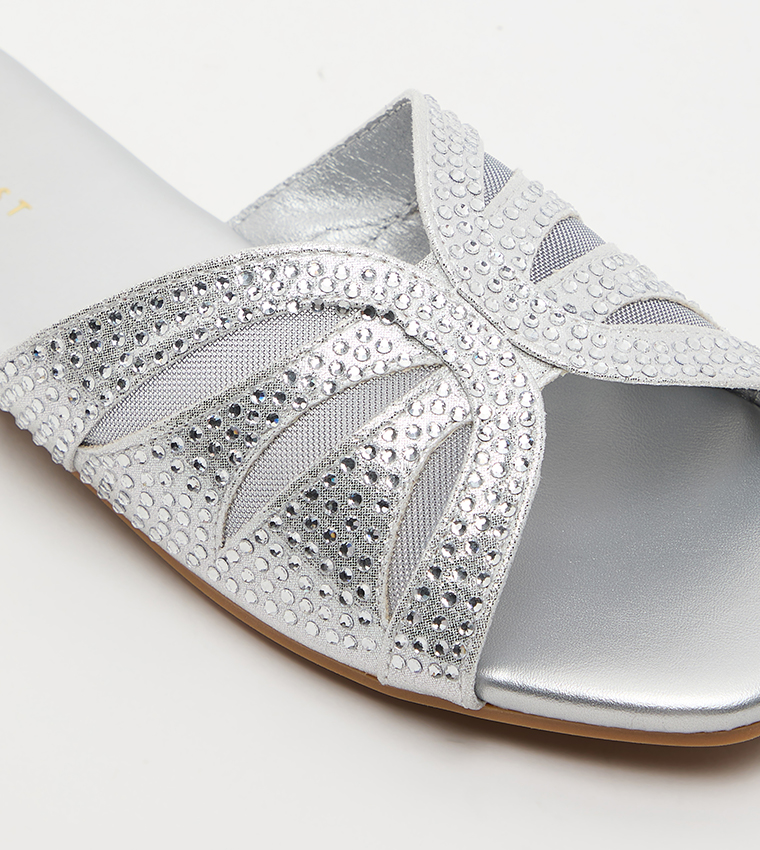 Nine West  Flat Sandals - Silver Flat Sandals