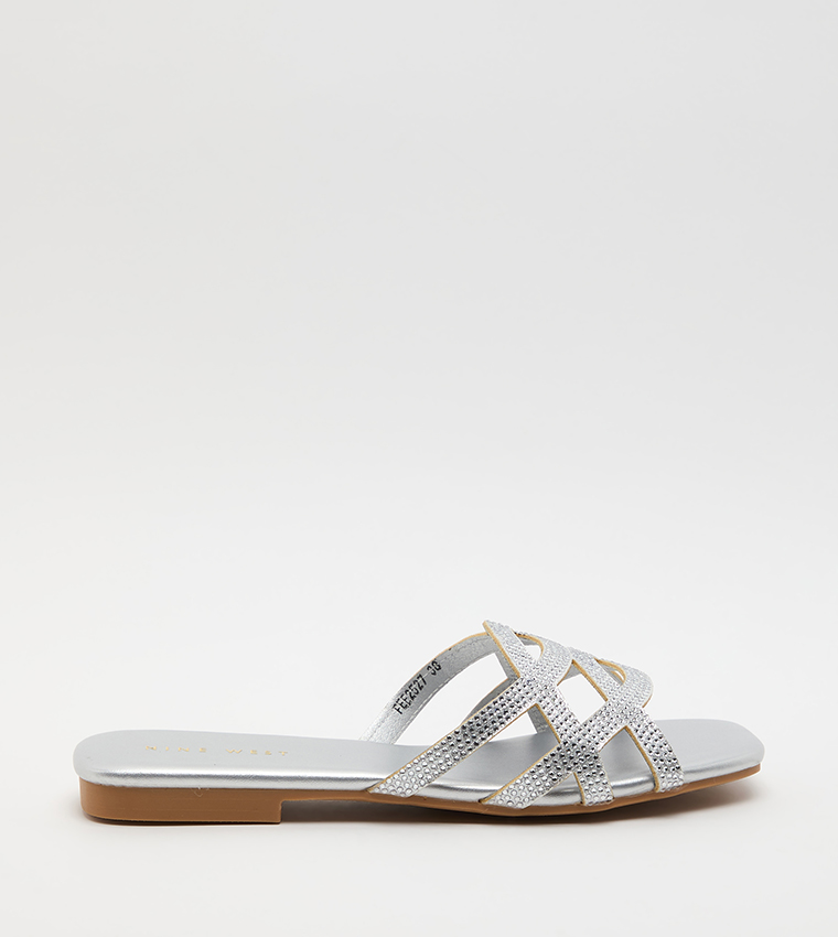 Nine West  Flat Sandals - Silver Flat Sandals
