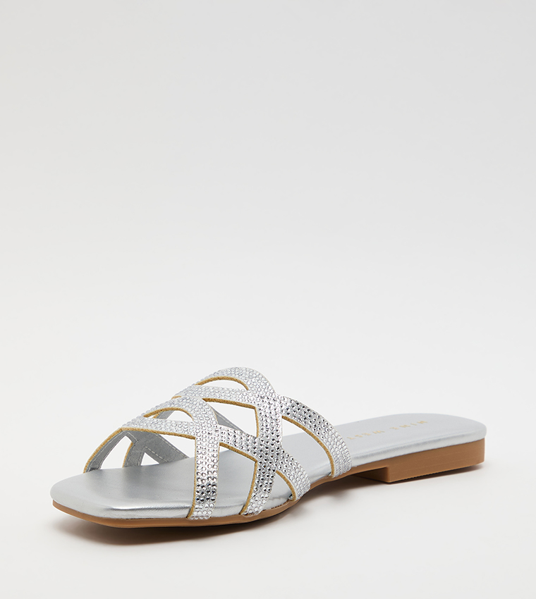 Nine West  Flat Sandals - Silver Flat Sandals