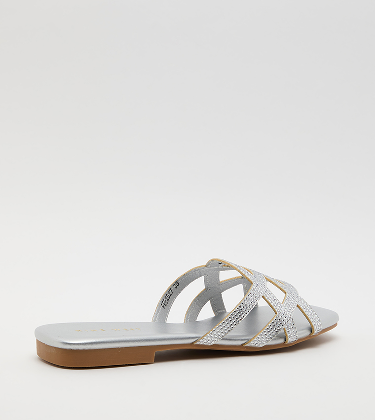 Nine West  Flat Sandals - Silver Flat Sandals