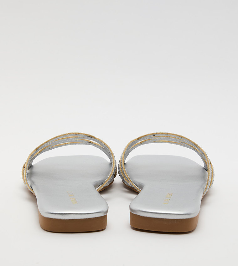Nine West  Flat Sandals - Silver Flat Sandals