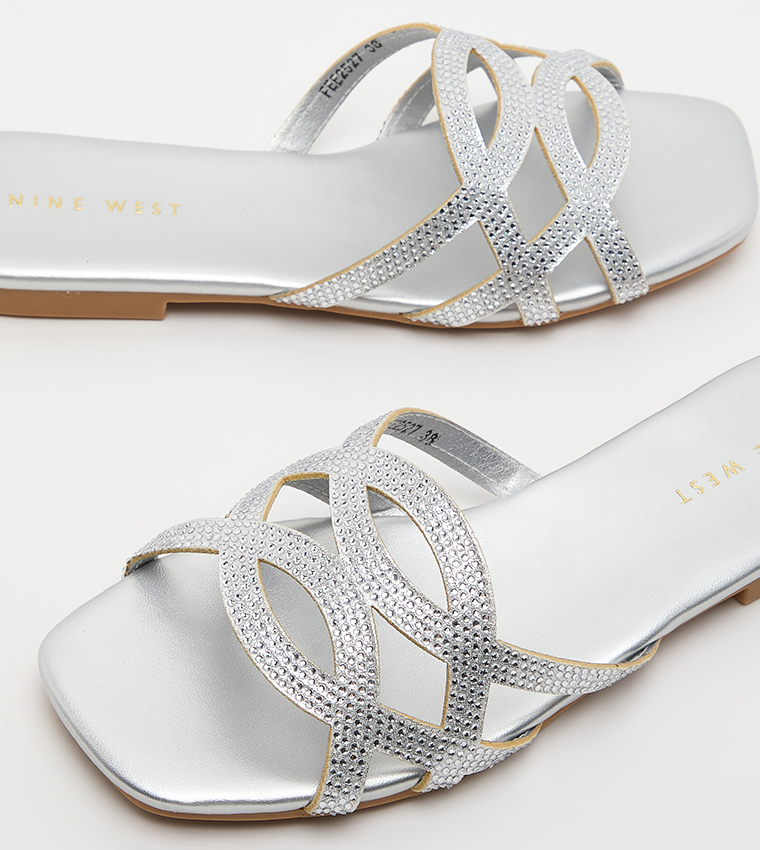 Nine West  Flat Sandals - Silver Flat Sandals