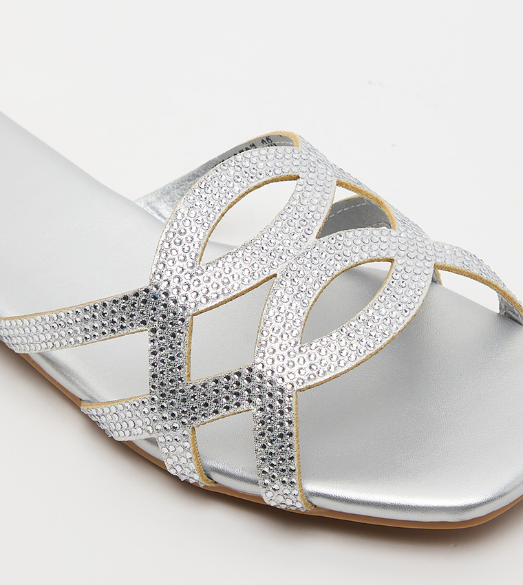 Nine West  Flat Sandals - Silver Flat Sandals