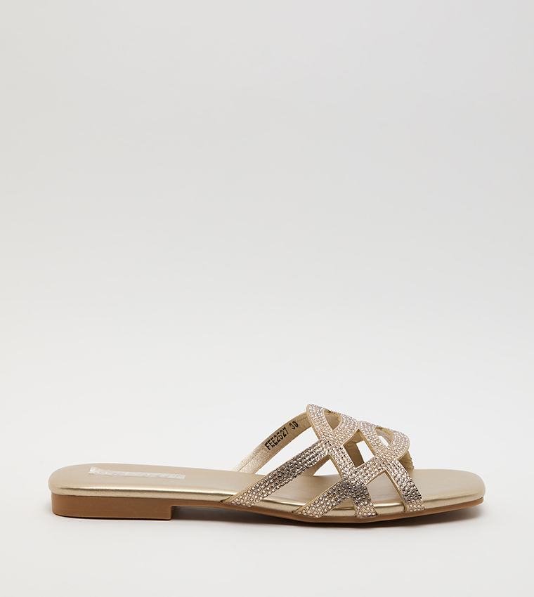 ناين وست  الصنادل المسطحة - ذهبي Flat Sandals