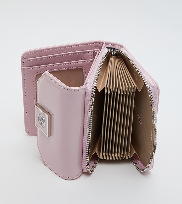 Solid Flap Mini Zip Around Wallet