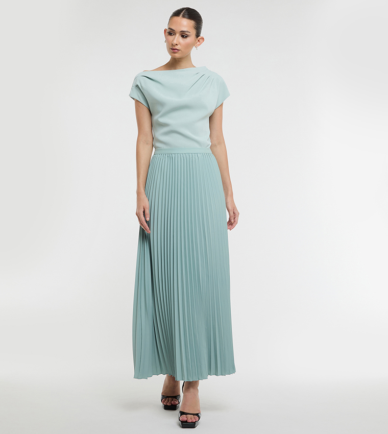 Draped Boat Neck Asymmetric Top